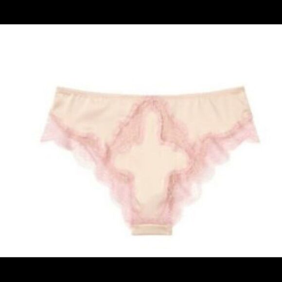 VS Dream Angels Champagne Satin Lace Long Unlined 32DDD Bra w matching SM panty - Picture 5 of 8